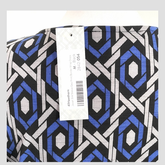 NWT 41Hawthorn Stitch Fix Jovan 3/4 Sleeve Geo Print Wrap Style Dress Size Med - Picture 7 of 8